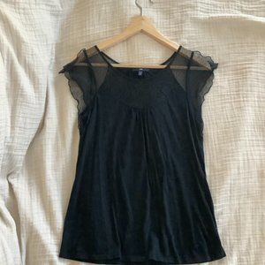 Black Lace Blouse Top Size XS Gap
